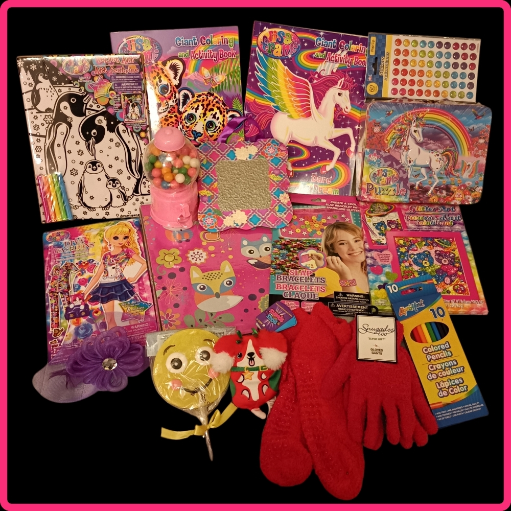 RARE & HARD TO FIND 2017 Lisa Frank Colorful Kids Puzzle and Game Set